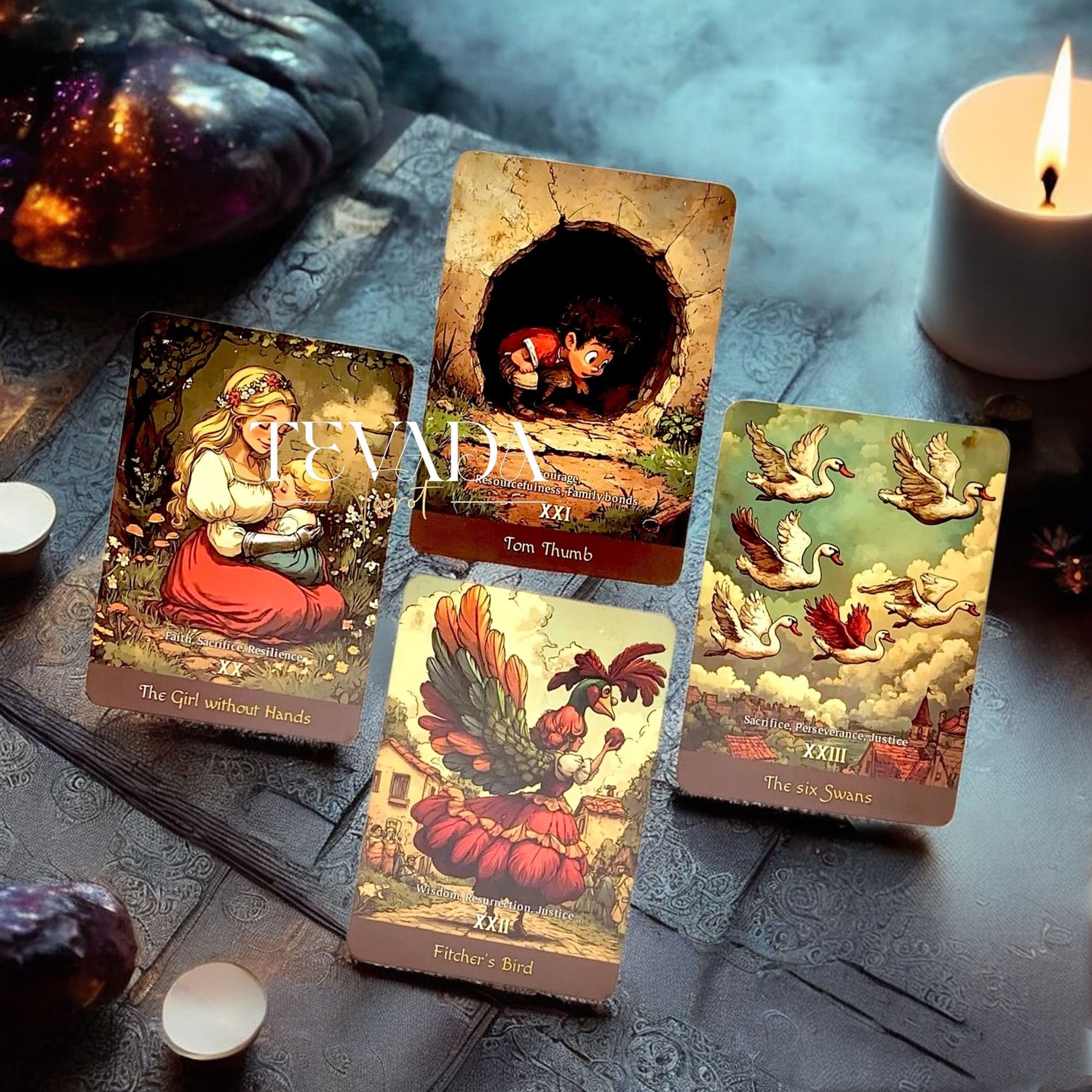 Discover the Grimms’ Oracle Deck—200 cards inspired by Grimm’s Fairy Tales that reveal intuitive guidance, timeless wisdom, and magical insight through storytelling and symbolism.