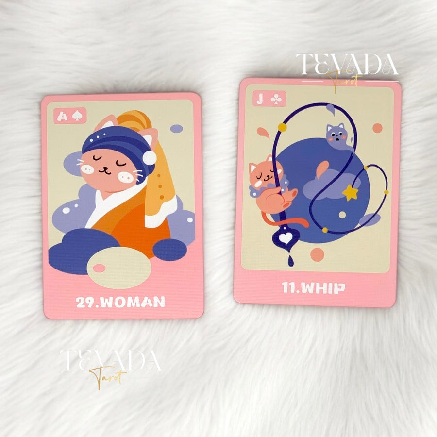 Uncover daily insights with the Happy Daily Lenormand PINK deck, featuring 46 adorable cat-themed cards designed to bring joy and clarity to your readings. Perfect for cat lovers and divination enthusiasts.