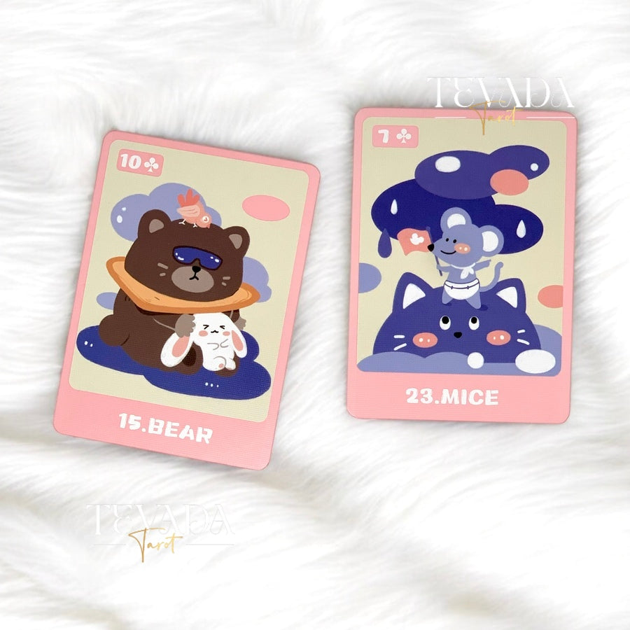 Uncover daily insights with the Happy Daily Lenormand PINK deck, featuring 46 adorable cat-themed cards designed to bring joy and clarity to your readings. Perfect for cat lovers and divination enthusiasts.