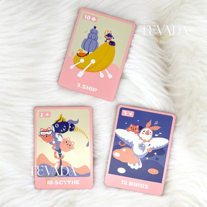 Uncover daily insights with the Happy Daily Lenormand PINK deck, featuring 46 adorable cat-themed cards designed to bring joy and clarity to your readings. Perfect for cat lovers and divination enthusiasts.