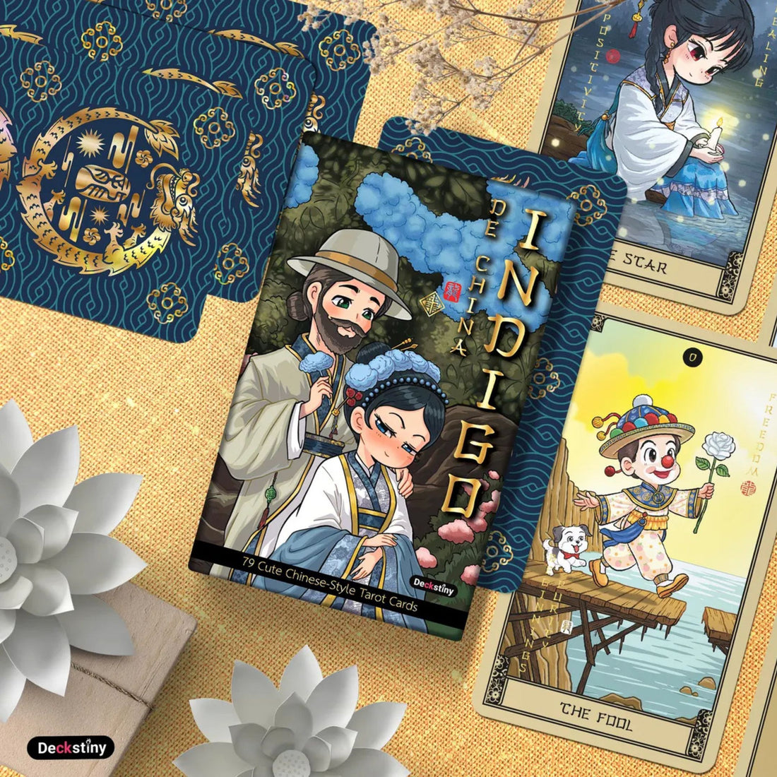 Discover the Indigo de China Tarot — a magical 78-card deck inspired by Chinese mythology, blending art, wisdom, and intuition to guide your spiritual growth and divination journey.