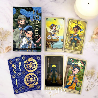 Discover the Indigo de China Tarot — a magical 78-card deck inspired by Chinese mythology, blending art, wisdom, and intuition to guide your spiritual growth and divination journey.