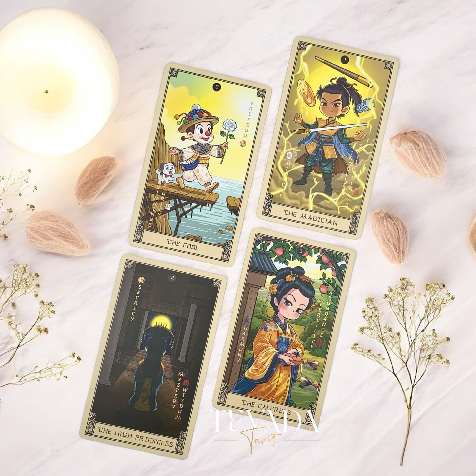 Discover the Indigo de China Tarot — a magical 78-card deck inspired by Chinese mythology, blending art, wisdom, and intuition to guide your spiritual growth and divination journey.