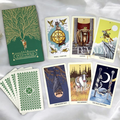 Discover the Into the Wild Tarot &amp; Oracle 2in1 Deck. 78 tarot cards and 22 oracle cards with stunning animal illustrations. Ideal for intuitive readings, divination, and personal growth. Shop now!