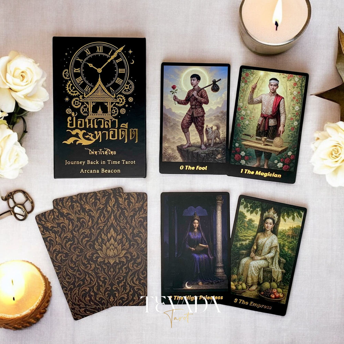Discover the Journey Back In Time Tarot — a 78-card deck inspired by Thai mythology, blending ancient wisdom and intuitive artistry for magical, soul-guided readings.
