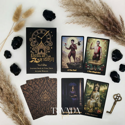 Discover the Journey Back In Time Tarot Deck, featuring stunning ancient Thai artistry. A unique, Rider-Waite inspired set for daily wisdom and clarity.