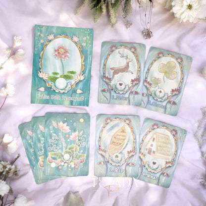 Discover the Lotus Path Lenormand Deck, a 40-card intuitive divination deck inspired by lotus symbolism. Gentle artwork and clear guidance support daily readings and insight.