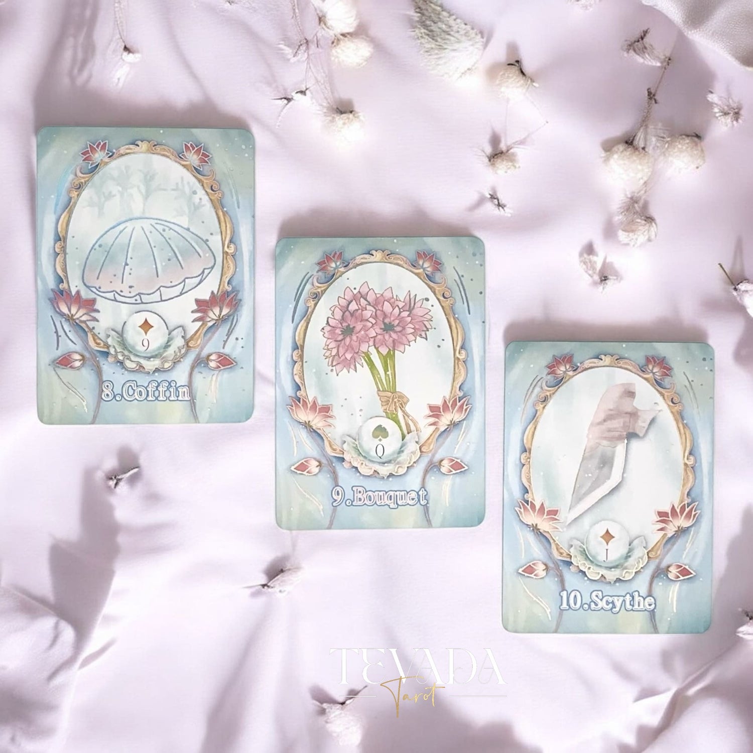 Discover the Lotus Path Lenormand Deck, a 40-card intuitive divination deck inspired by lotus symbolism. Gentle artwork and clear guidance support daily readings and insight.