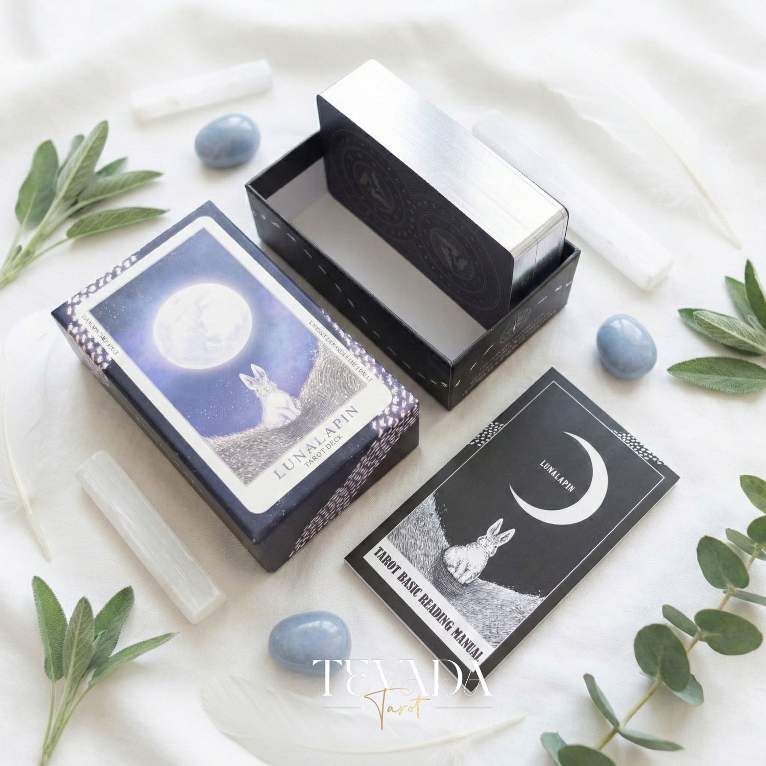 Lunalapin Rabbit Tarot whimsical cartoon bunny Indie Tarot Cards for inner child healing and daily rituals.