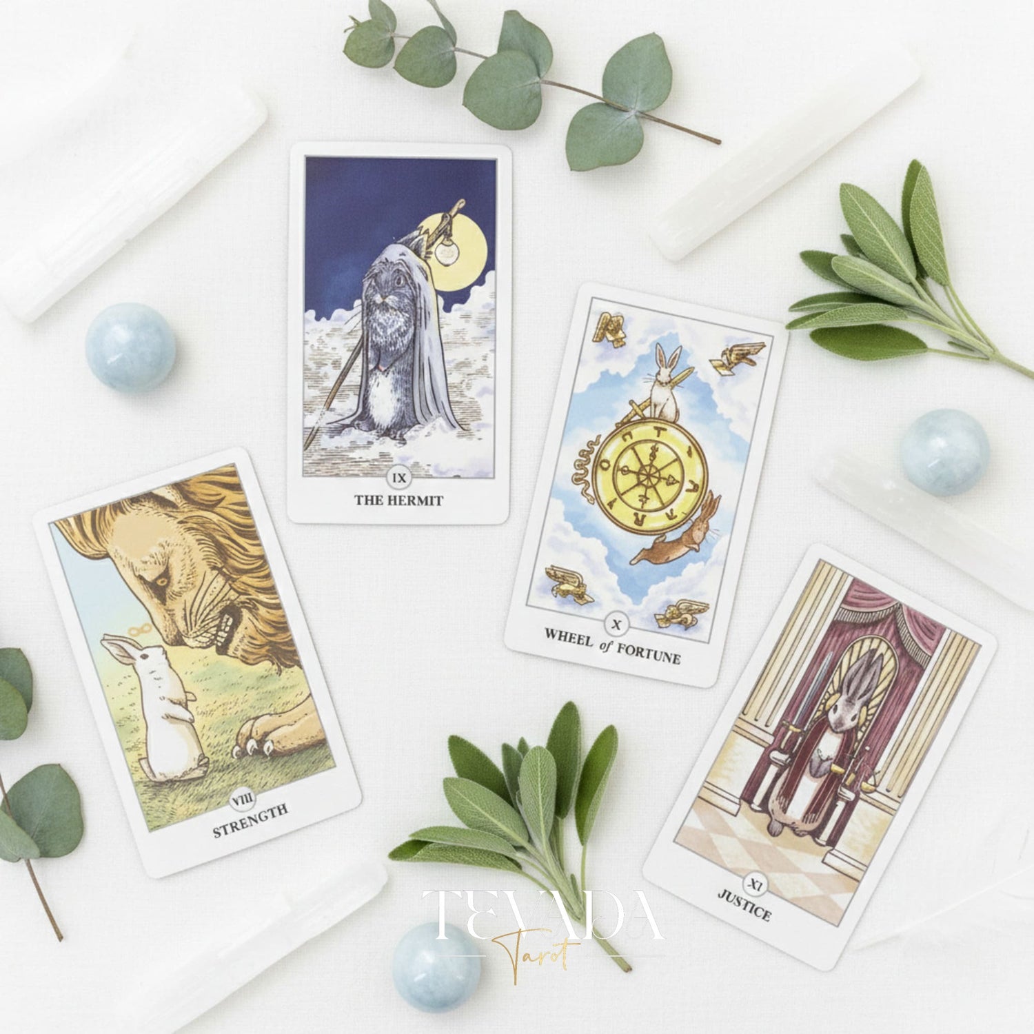 Lunalapin Rabbit Tarot whimsical cartoon bunny Indie Tarot Cards for inner child healing and daily rituals.