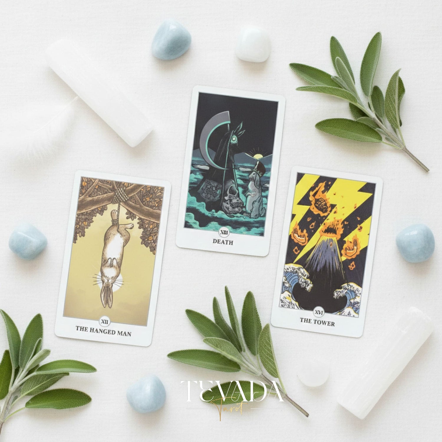 Lunalapin Rabbit Tarot whimsical cartoon bunny Indie Tarot Cards for inner child healing and daily rituals.