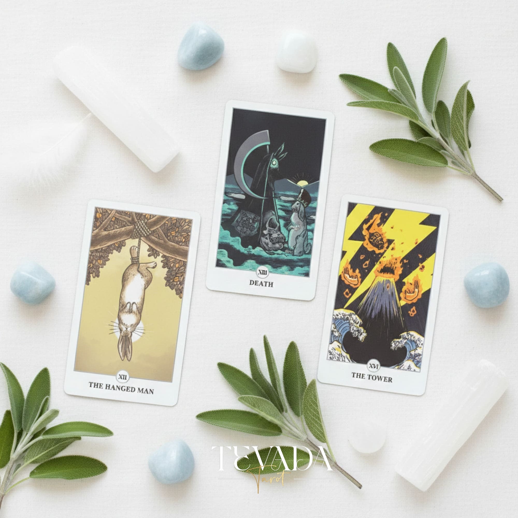 Lunalapin Rabbit Tarot whimsical cartoon bunny Indie Tarot Cards for inner child healing and daily rituals.