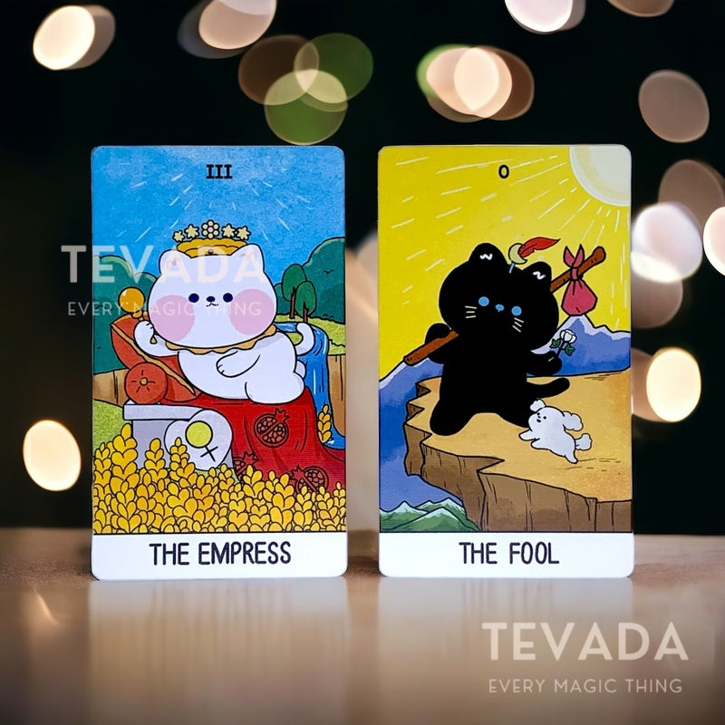 Unlock playful wisdom with the Magic Cat Tarot!  78 adorable cat cards embody classic tarot archetypes for a purrfectly unique & intuitive divination experience. Meow your way to self-discovery!