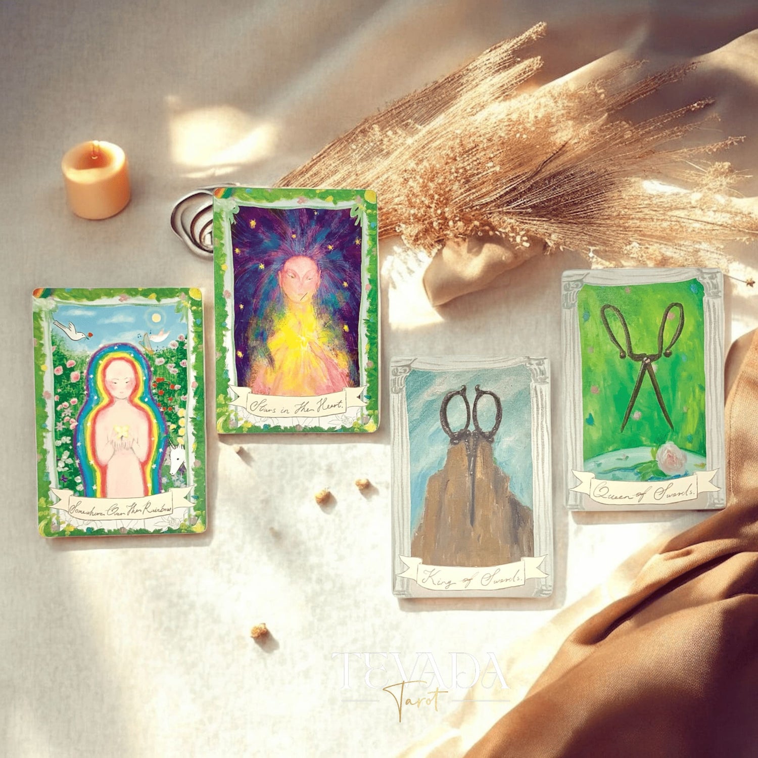 Discover Miranda’s Garden Tarot DELUXE—an intuitive, oil-painted deck inspired by a magical four-season garden. Perfect for soulful guidance, clarity, and heartfelt divination.