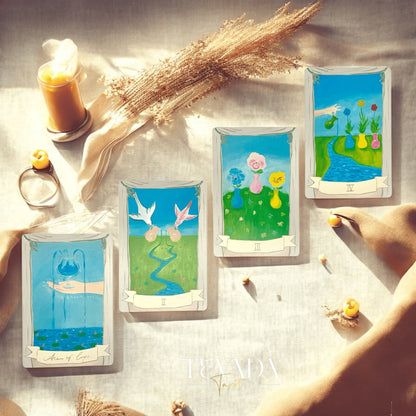 Discover Miranda’s Garden Tarot DELUXE—an intuitive, oil-painted deck inspired by a magical four-season garden. Perfect for soulful guidance, clarity, and heartfelt divination.