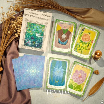 Discover Miranda’s Garden Tarot DELUXE—an intuitive, oil-painted deck inspired by a magical four-season garden. Perfect for soulful guidance, clarity, and heartfelt divination.