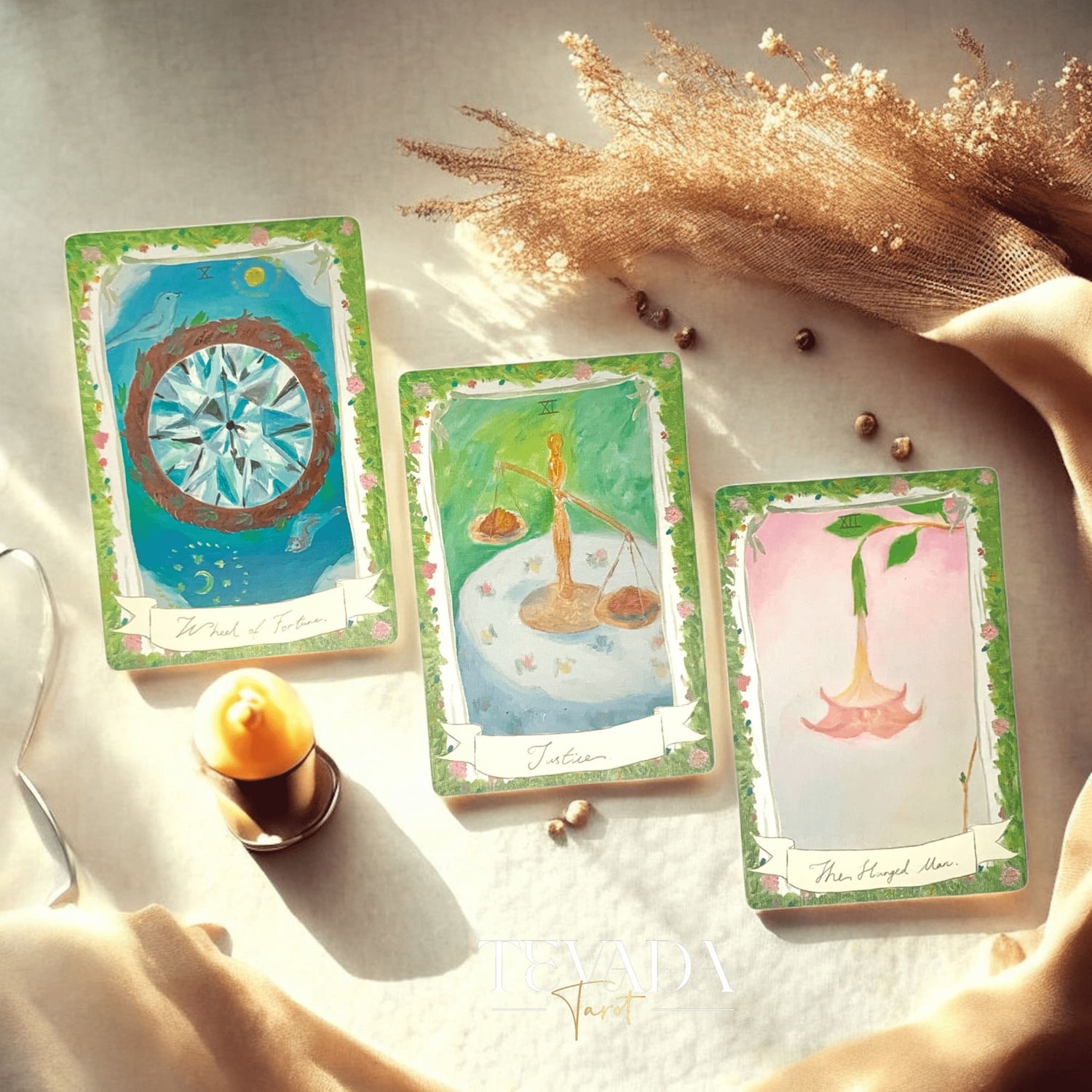 Discover Miranda’s Garden Tarot DELUXE—an intuitive, oil-painted deck inspired by a magical four-season garden. Perfect for soulful guidance, clarity, and heartfelt divination.
