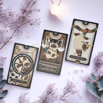 Discover the Mocha Siamese Cat Tarot DELUXE Edition – 78 magical, intuitive cards featuring charming Siamese cats for divination, guidance, and personal growth.