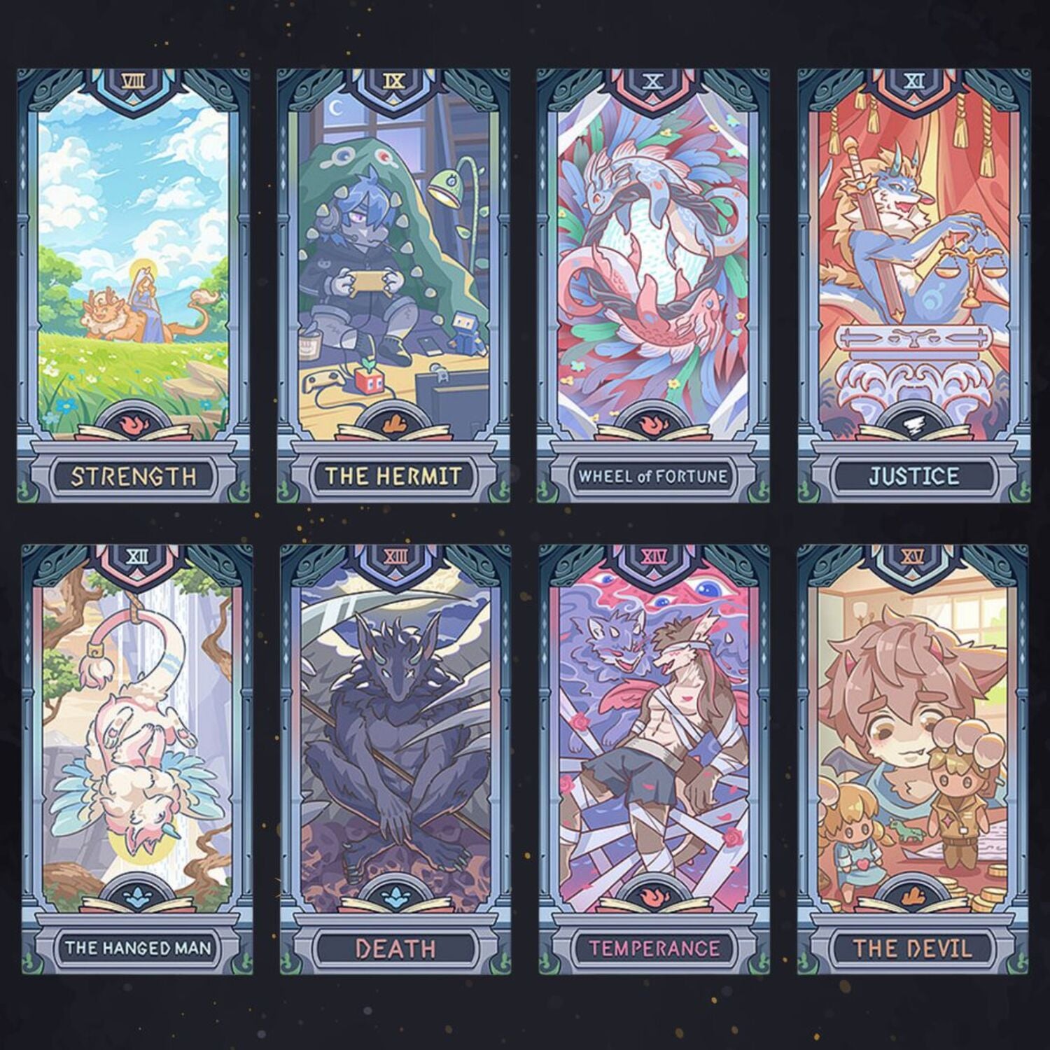 Discover the Molo No.7 Tarot Deck DELUXE Edition—78 cartoon-style cards featuring wolves and dragons, housed in a wooden box. A magical tool for divination, clarity, and intuitive readings.