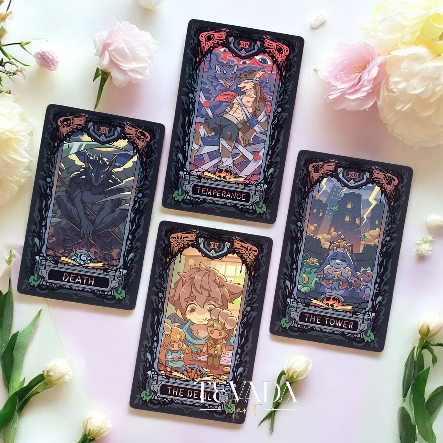 Discover the Molo No.7 Tarot Deck DELUXE Edition—78 cartoon-style cards featuring wolves and dragons, housed in a wooden box. A magical tool for divination, clarity, and intuitive readings.