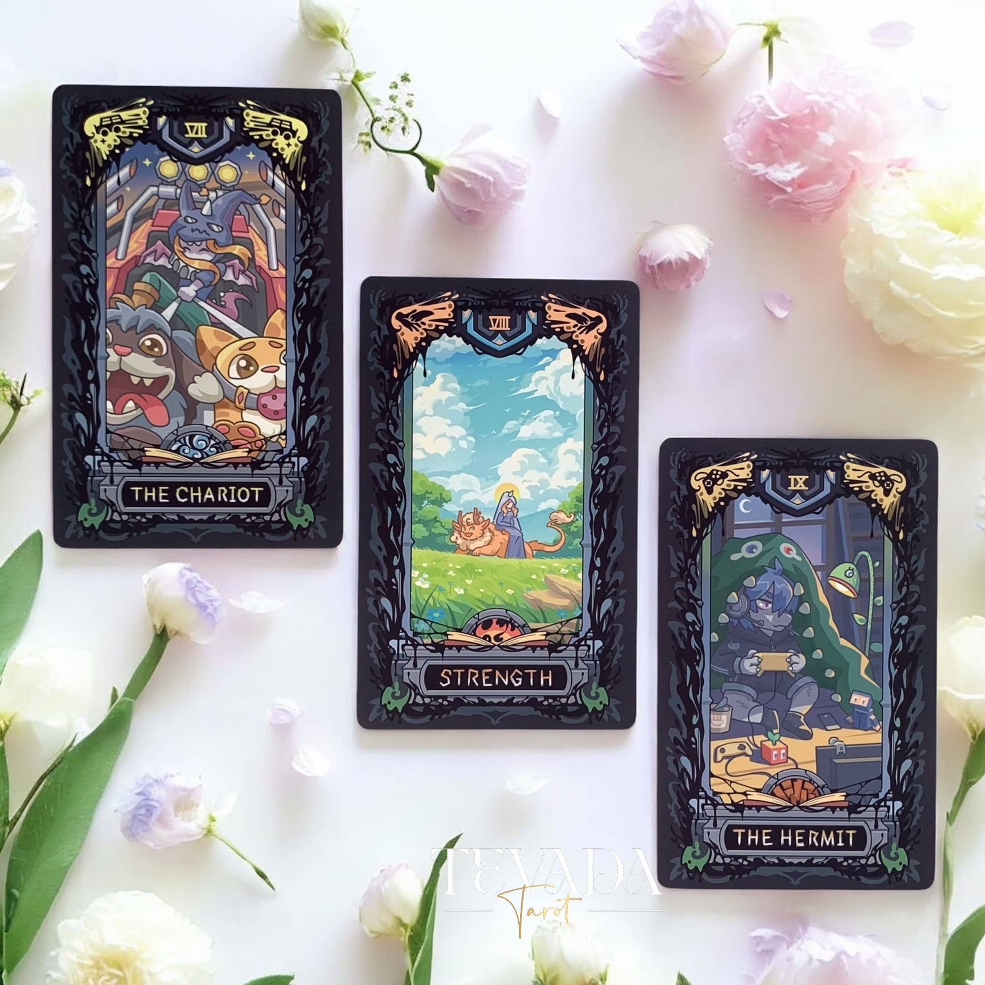 Discover the Molo No.7 Tarot Deck DELUXE Edition—78 cartoon-style cards featuring wolves and dragons, housed in a wooden box. A magical tool for divination, clarity, and intuitive readings.