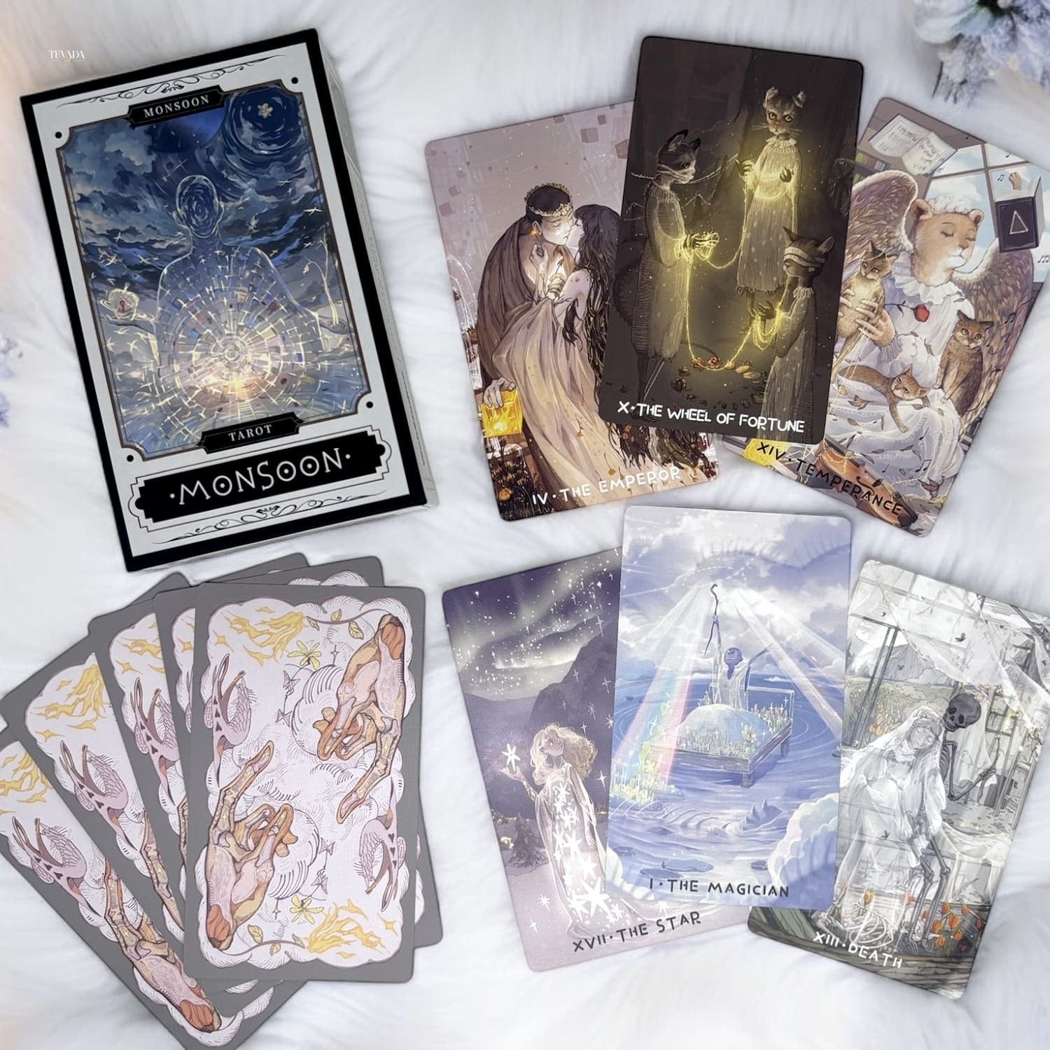 Unlock your intuition with the Monsoon Tarot Limited Edition. This 78-card deck features stunning Japanese Anime art in elegant, dreamy colors. Gain clarity, guidance, and personal growth through the wisdom of the tarot.