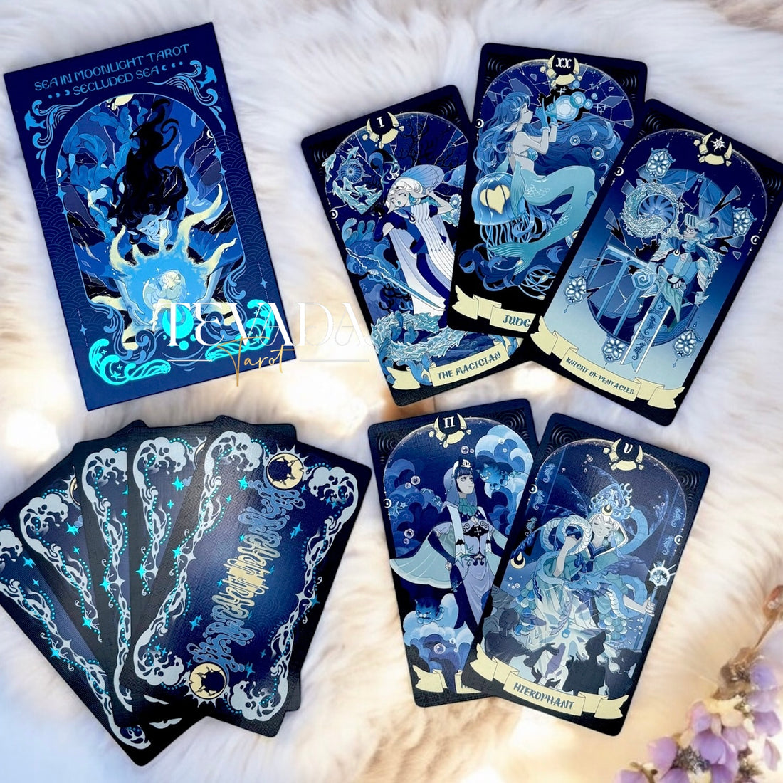 Unlock intuitive insights with the Sea in the Moonlight Tarot. This 78-card underwater-themed deck guides your journey of self-discovery, inspired by a magical albino dolphin’s story