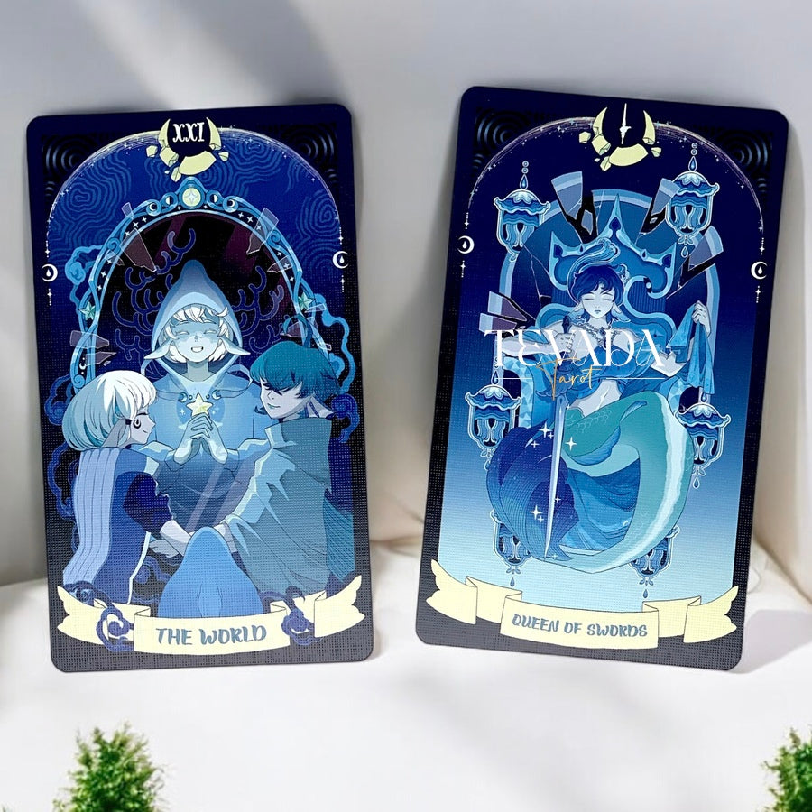 Unlock intuitive insights with the Sea in the Moonlight Tarot. This 78-card underwater-themed deck guides your journey of self-discovery, inspired by a magical albino dolphin’s story