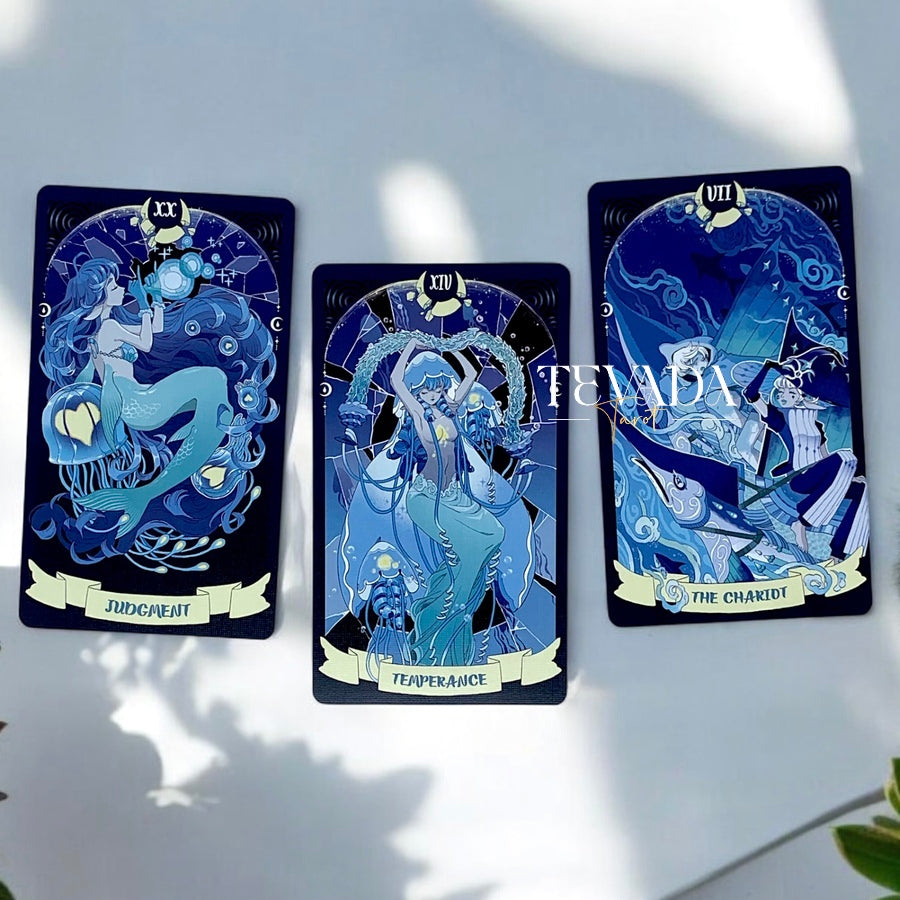 Unlock intuitive insights with the Sea in the Moonlight Tarot. This 78-card underwater-themed deck guides your journey of self-discovery, inspired by a magical albino dolphin’s story