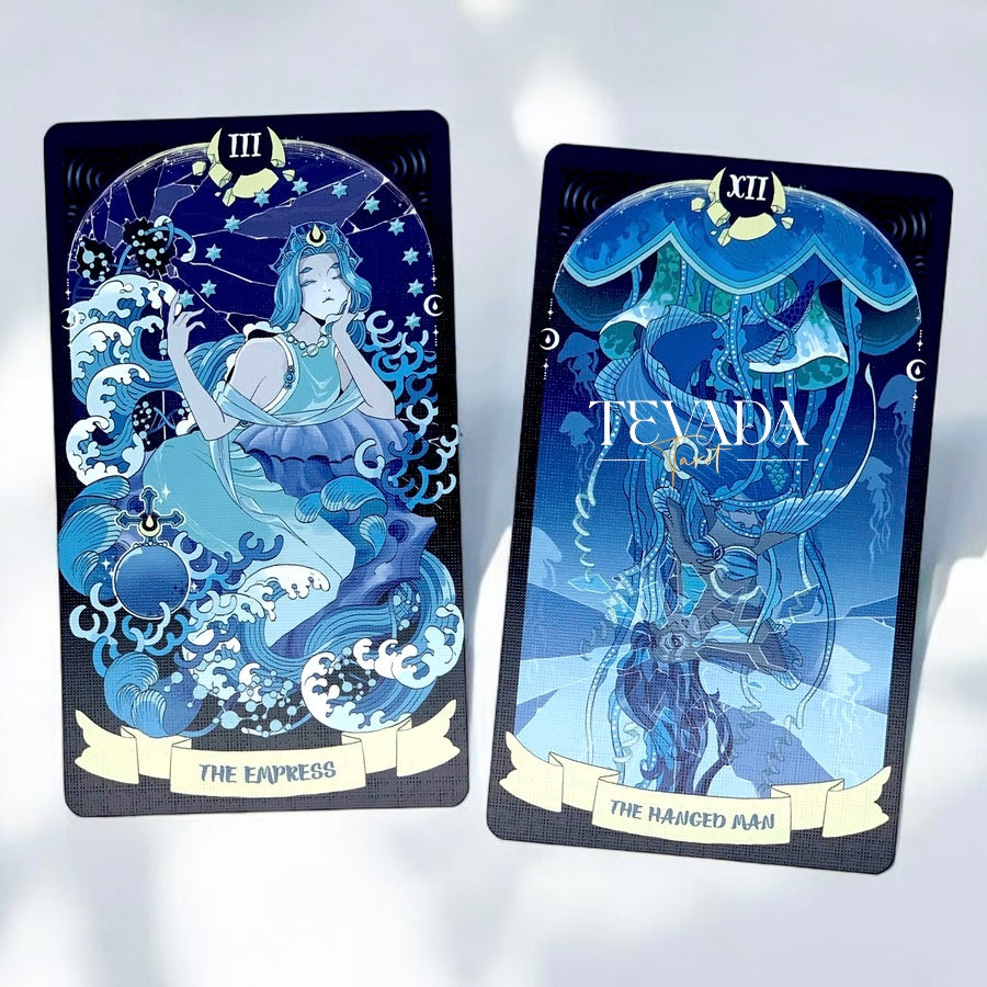 Unlock intuitive insights with the Sea in the Moonlight Tarot. This 78-card underwater-themed deck guides your journey of self-discovery, inspired by a magical albino dolphin’s story