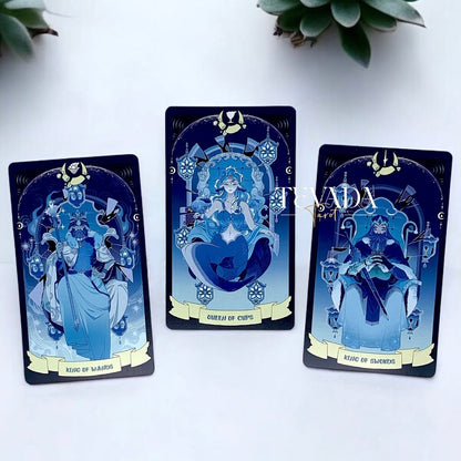 Unlock intuitive insights with the Sea in the Moonlight Tarot. This 78-card underwater-themed deck guides your journey of self-discovery, inspired by a magical albino dolphin’s story