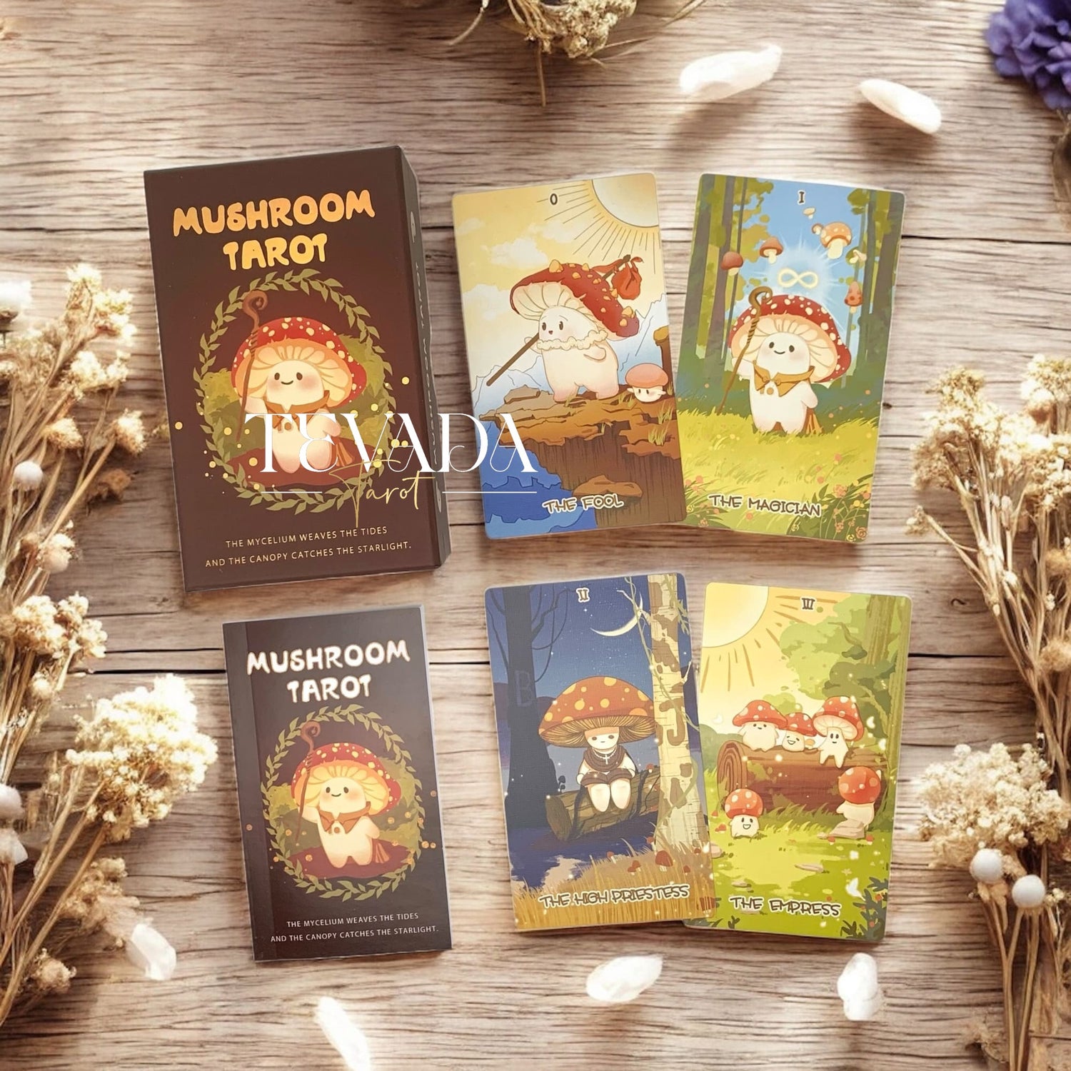 Explore the Mushroom Tarot DELUXE Edition—78 intuitively illustrated cards inspired by the wisdom of nature, guiding you through growth, balance, and spiritual transformation.