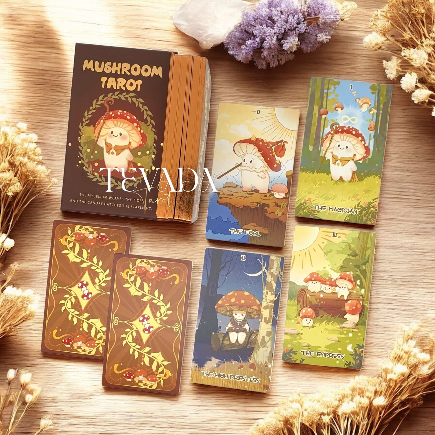 Explore the Mushroom Tarot DELUXE Edition—78 intuitively illustrated cards inspired by the wisdom of nature, guiding you through growth, balance, and spiritual transformation.