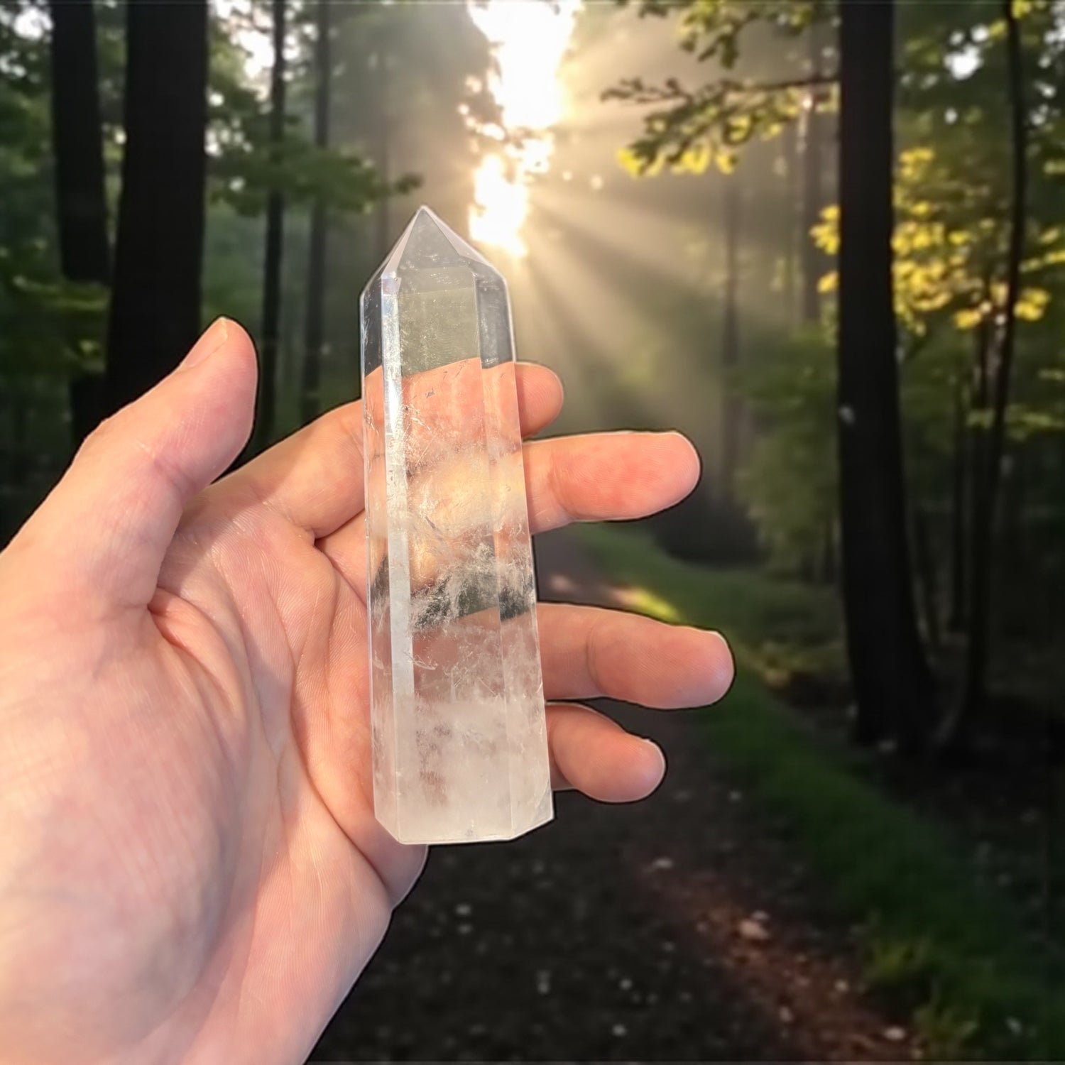Amplify intuition &amp; energy with this 8-9cm Mystic Clear Quartz Tower. Ideal for meditation, rituals, tarot readings, and chakra balancing. Ethically sourced—perfect for Wiccan supplies &amp; Pagan rituals. Elevate your spiritual toolkit!