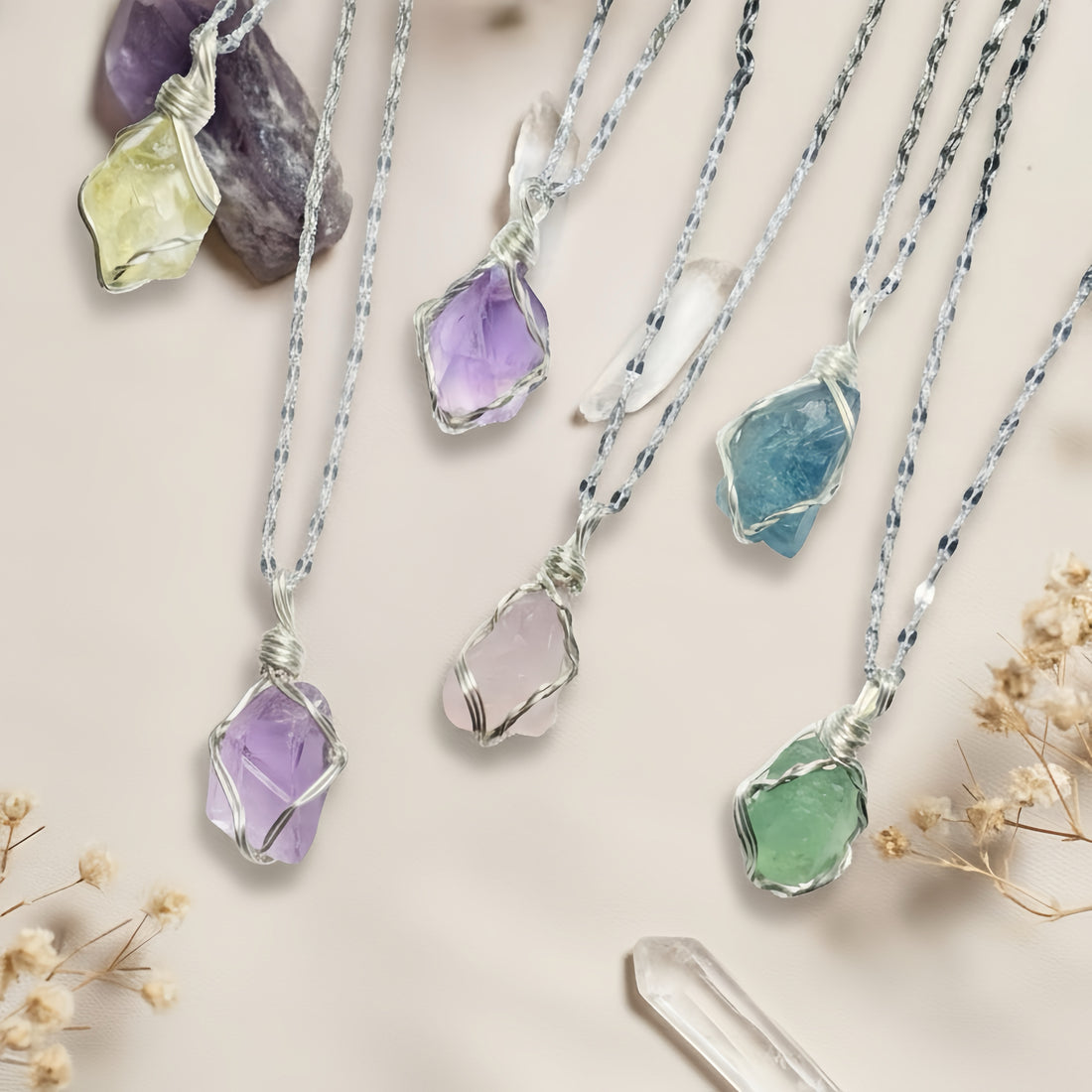 Enhance spiritual practices with Mystic Crystal Pendants. Choose Citrine for prosperity, Amethyst for calm, or Rose Quartz for love. Perfect for rituals!