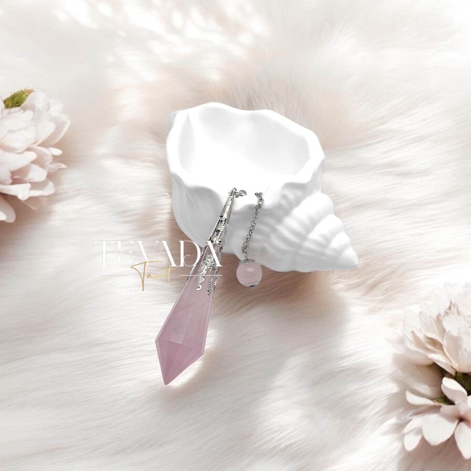 Enhance your spiritual journey with the Mystic Rose Quartz Pendulum. Perfect for meditation, energy healing, and promoting unconditional love and emotional healing. A beautifully crafted divination tool.