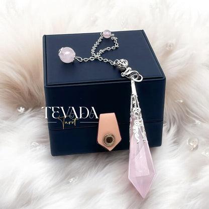 Enhance your spiritual journey with the Mystic Rose Quartz Pendulum. Perfect for meditation, energy healing, and promoting unconditional love and emotional healing. A beautifully crafted divination tool.