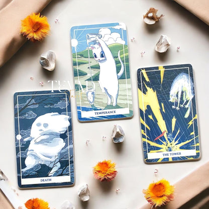 Discover the Nimn White Cat Tarot, a 78-card deck of soft, gentle artistry that brings intuitive guidance, magical clarity, and a soothing touch to every tarot reading.
