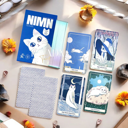 Discover the Nimn White Cat Tarot, a 78-card deck of soft, gentle artistry that brings intuitive guidance, magical clarity, and a soothing touch to every tarot reading.