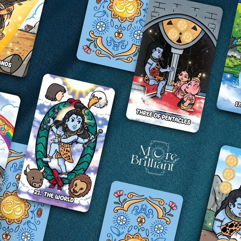 Discover divine guidance with the Om MahaRueyThep Tarot Deck. 78 cards inspired by Hindu gods, designed for wealth and prosperity. Perfect for spiritual seekers.
