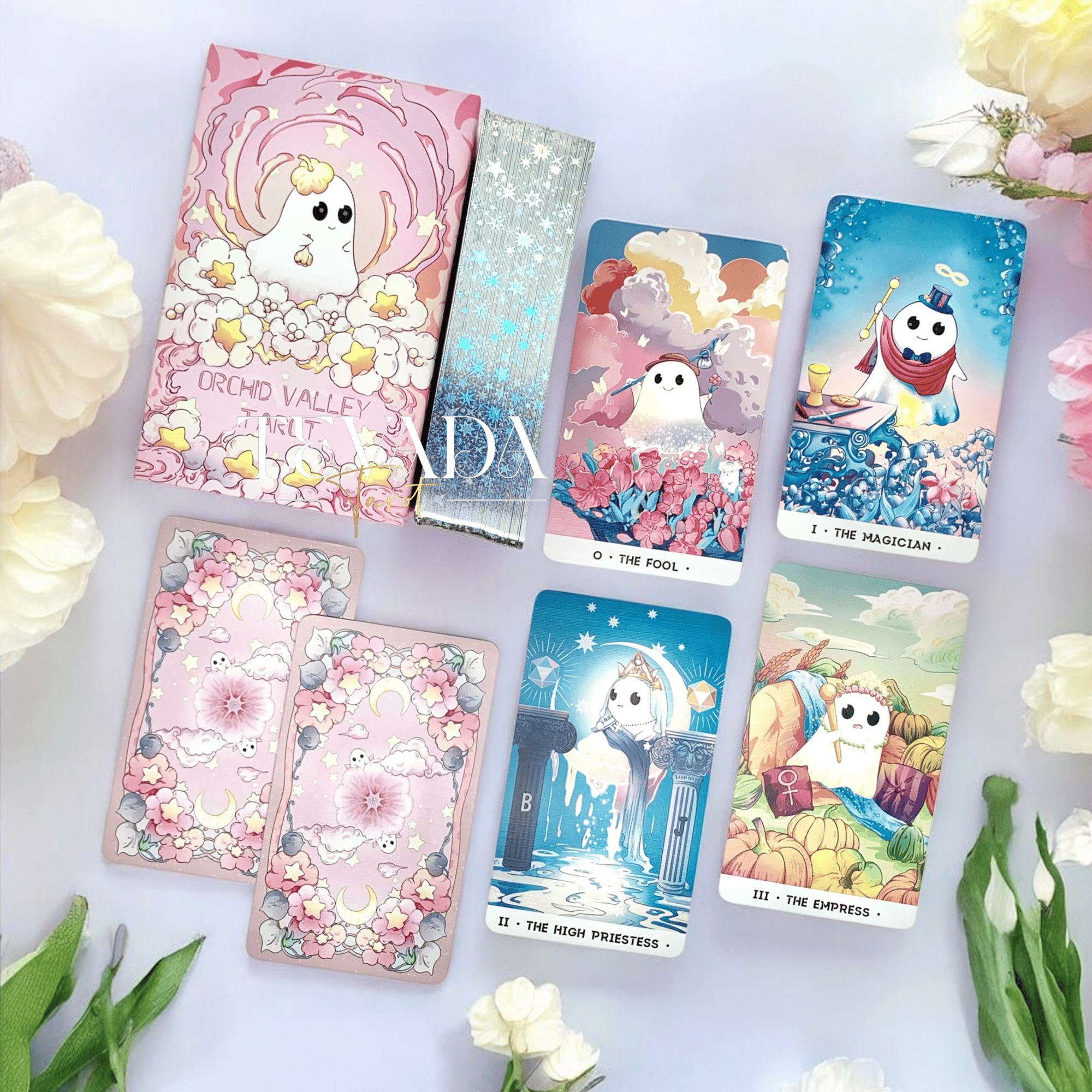 Unveil your intuition with the Orchid Valley Tarot! This 78-card deck by Cute Orchid Company features enchanting imagery and whimsical themes, offering profound guidance for tarot enthusiasts and curious beginners alike.