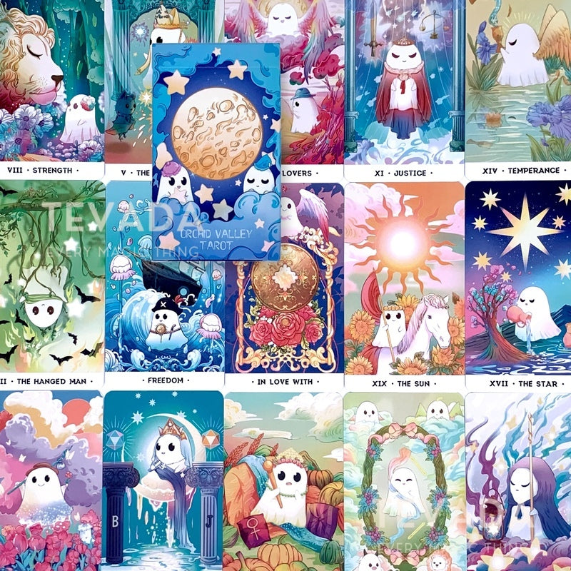Unlock your intuition with the adorable Orchid Valley Tarot!  This 78-card deck by Cute Orchid company features enchanting stories &amp; wisdom in a charming, portable format. Perfect for beginners &amp; tarot enthusiasts!