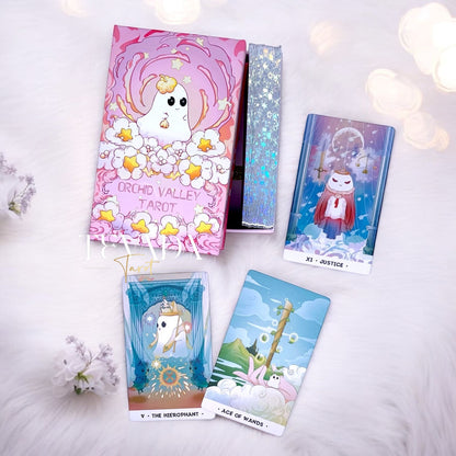 Unveil your intuition with the Orchid Valley Tarot! This 78-card deck by Cute Orchid Company features enchanting imagery and whimsical themes, offering profound guidance for tarot enthusiasts and curious beginners alike.