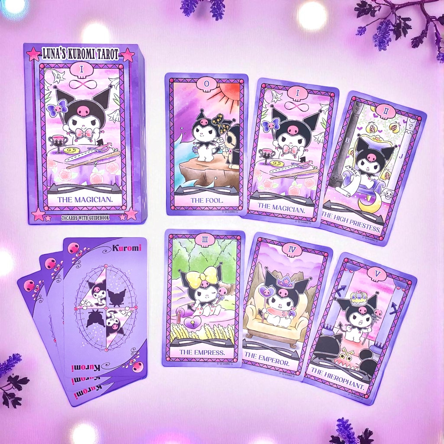 Luna’s Kuromi Tarot is a 78-card deck featuring original Sanrio artwork, blending playful charm and intuitive guidance—perfect for beginners and collectors.