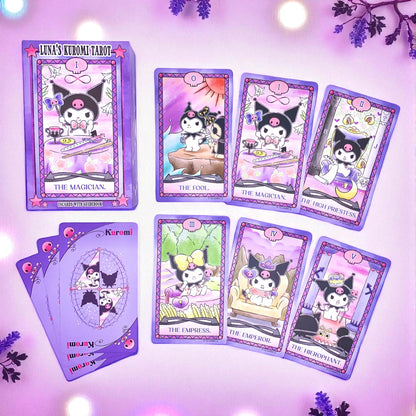 Luna’s Kuromi Tarot is a 78-card deck featuring original Sanrio artwork, blending playful charm and intuitive guidance—perfect for beginners and collectors.