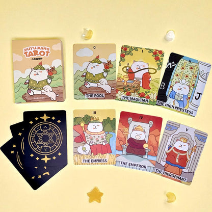 Discover the Jiuyujiang Chubby Cat Tarot, a 78-card deck featuring adorable cats that bring playful charm and intuitive insight to your daily tarot practice.