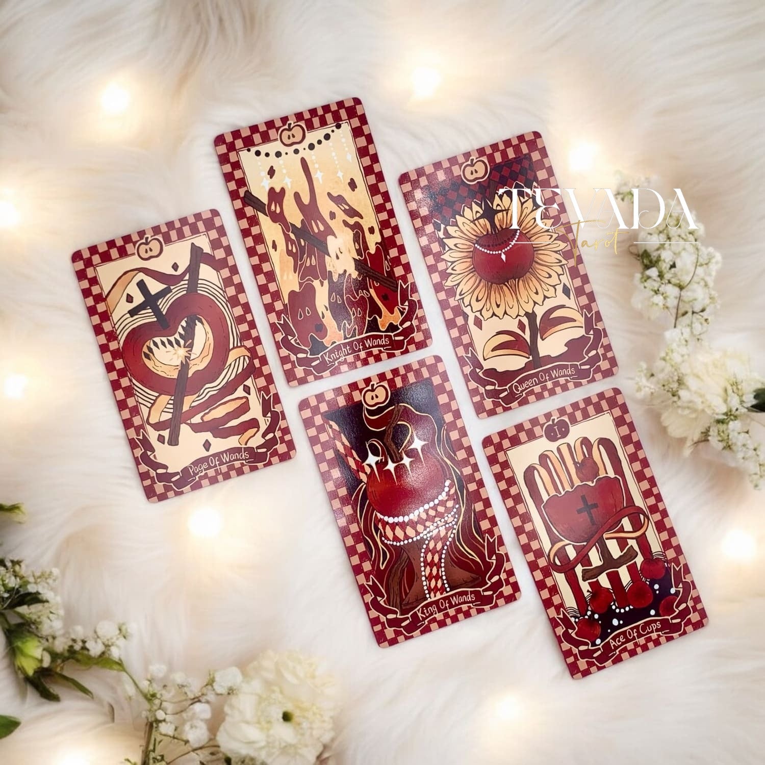 Discover the Apple Tarot DELUXE deck featuring 78 cards in a cute magical red theme. Dive into intuitive readings with designs inspired by the apple’s wisdom vitality and timeless symbolism.