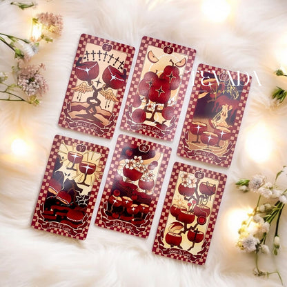 Discover the Apple Tarot DELUXE deck featuring 78 cards in a cute magical red theme. Dive into intuitive readings with designs inspired by the apple’s wisdom vitality and timeless symbolism.