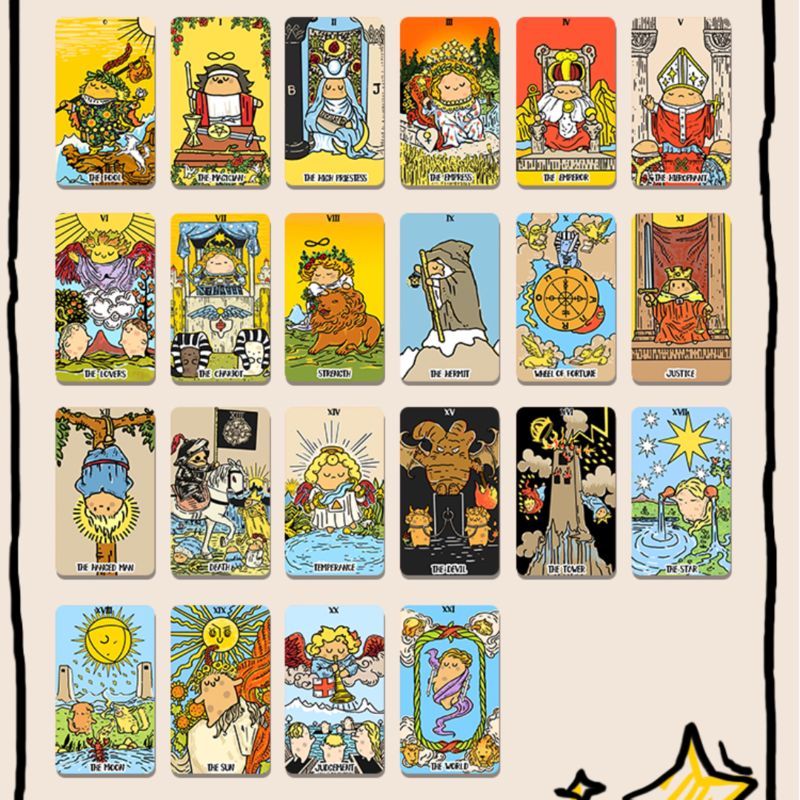 Discover the Potato Waite Tarot DELUXE, a whimsical 78-card deck featuring happy potatoes. Perfect for tarot beginners and pros seeking playful guidance and magical insights.