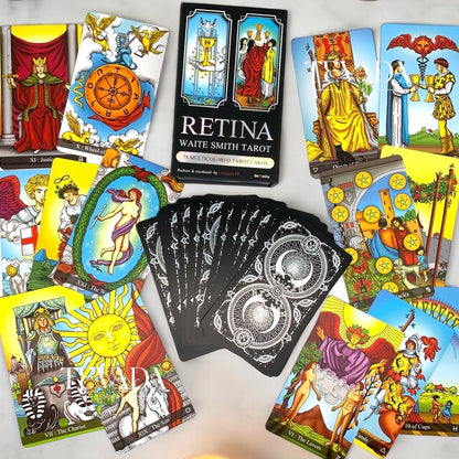 Discover the Retina Waite Smith Tarot V2: a vibrant 78-card deck, perfect for beginners. Enjoy intuitive readings with multicolored, redrawn imagery for personal growth and clarity.